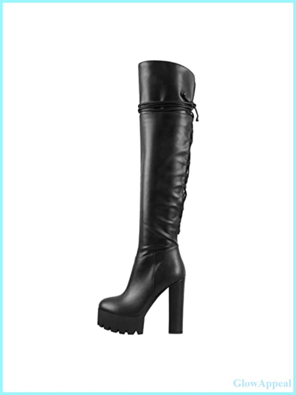 Over the Knee Platform Block Heel PU Boots Lace-Up